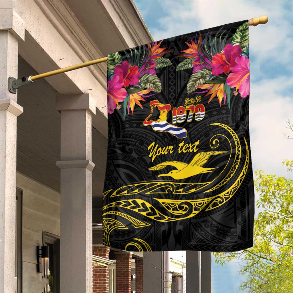 Kiribati Independence Day Personalised Garden Flag Gold Frigatebird with Polynesian Pattern LT9 House Flag Black - Polynesian Pride
