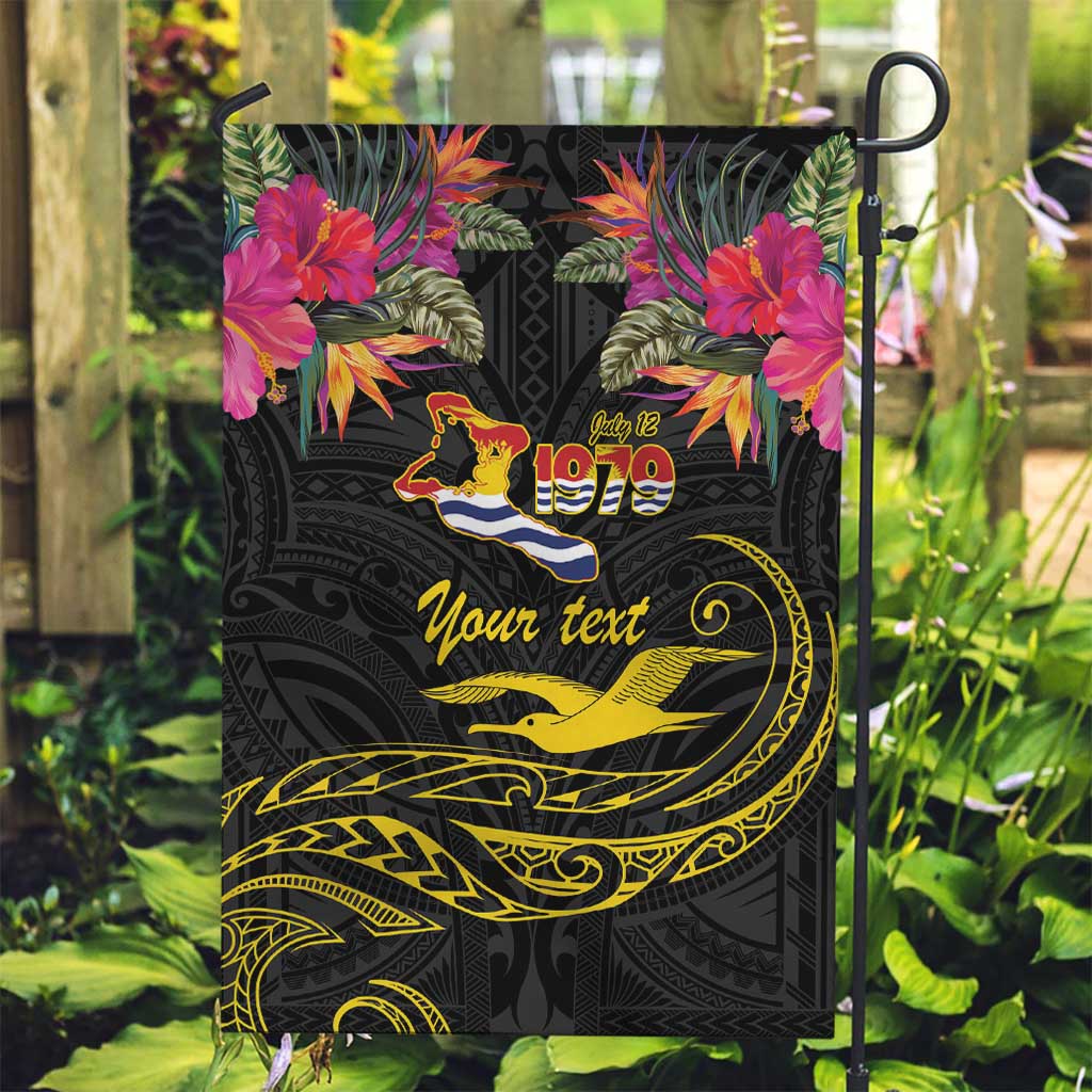 Kiribati Independence Day Personalised Garden Flag Gold Frigatebird with Polynesian Pattern LT9 Garden Flag Black - Polynesian Pride