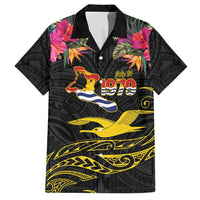 Kiribati Independence Day Personalised Hawaiian Shirt Gold Frigatebird with Polynesian Pattern LT9 Black - Polynesian Pride