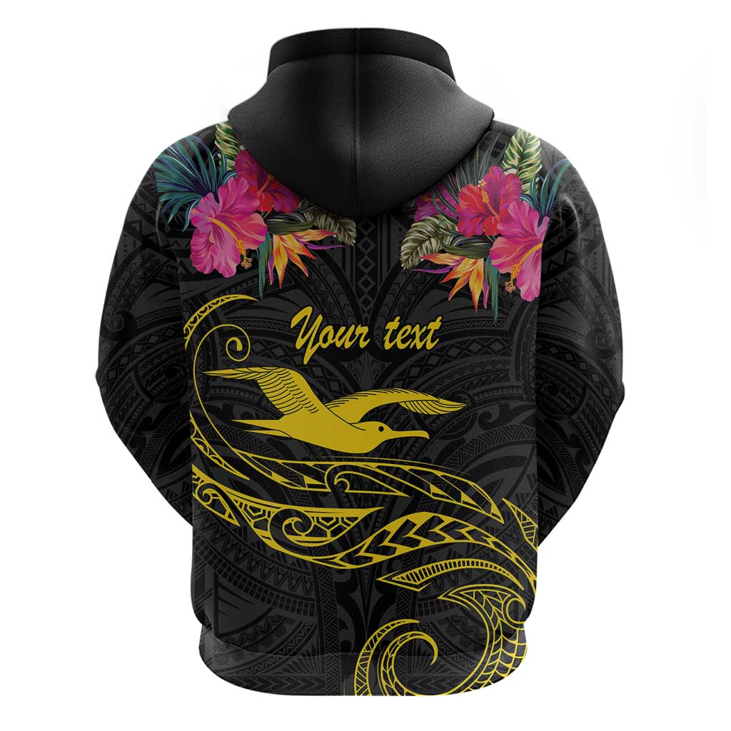Kiribati Independence Day Personalised Hoodie Gold Frigatebird with Polynesian Pattern LT9 - Polynesian Pride