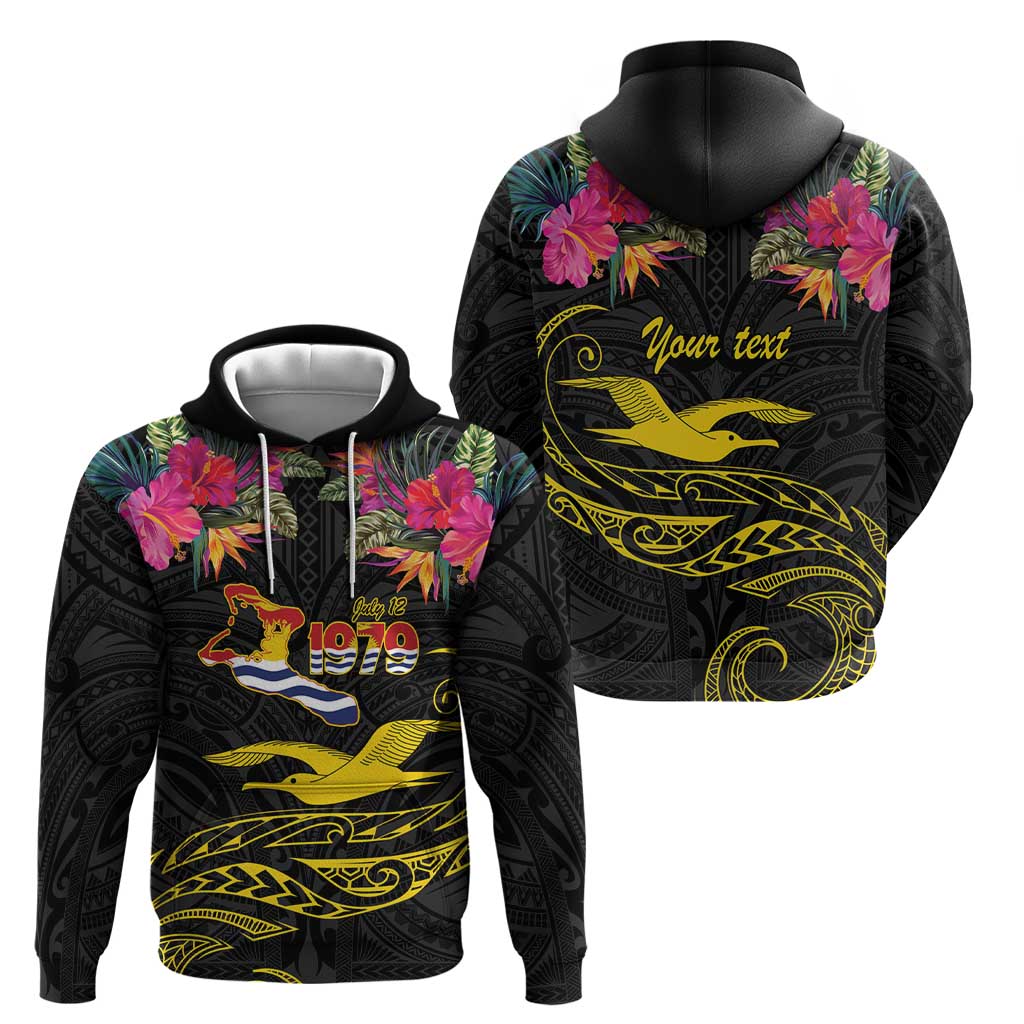 Kiribati Independence Day Personalised Hoodie Gold Frigatebird with Polynesian Pattern LT9 - Polynesian Pride