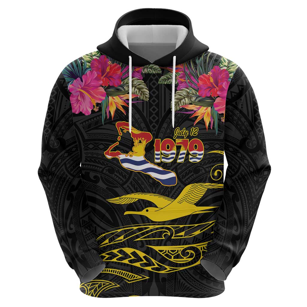Kiribati Independence Day Personalised Hoodie Gold Frigatebird with Polynesian Pattern LT9 - Polynesian Pride