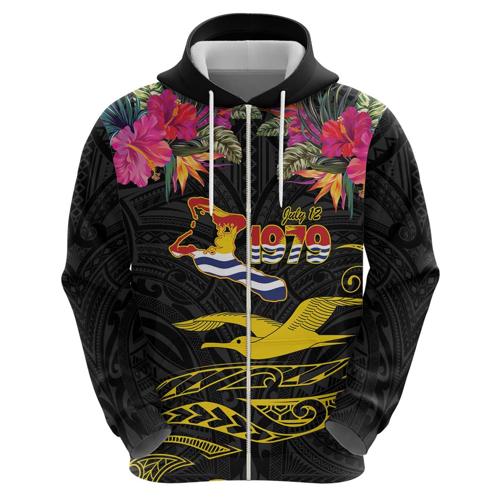 Kiribati Independence Day Personalised Hoodie Gold Frigatebird with Polynesian Pattern LT9 - Polynesian Pride