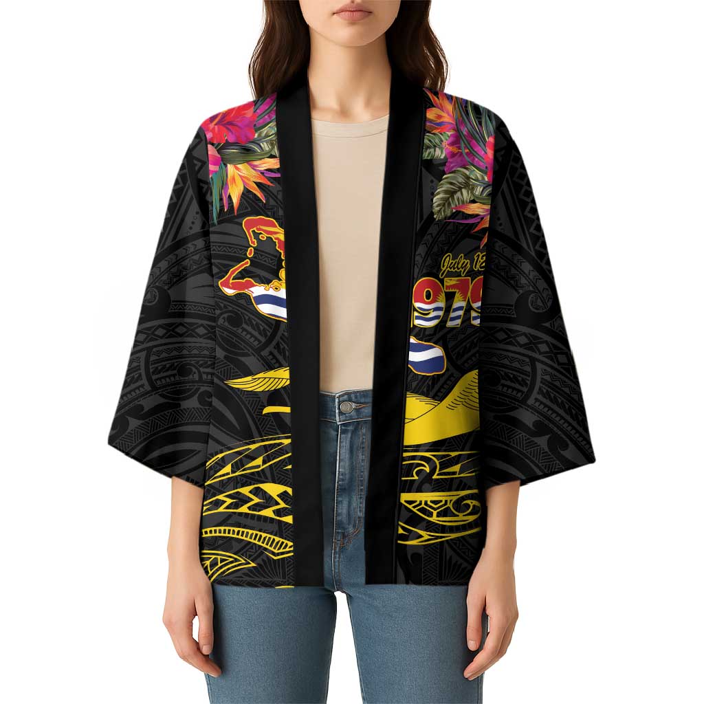 Kiribati Independence Day Personalised Kimono Gold Frigatebird with Polynesian Pattern LT9 - Polynesian Pride