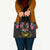 Kiribati Independence Day Personalised Leather Bag Gold Frigatebird with Polynesian Pattern - Polynesian Pride