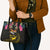 Kiribati Independence Day Personalised Leather Bag Gold Frigatebird with Polynesian Pattern - Polynesian Pride