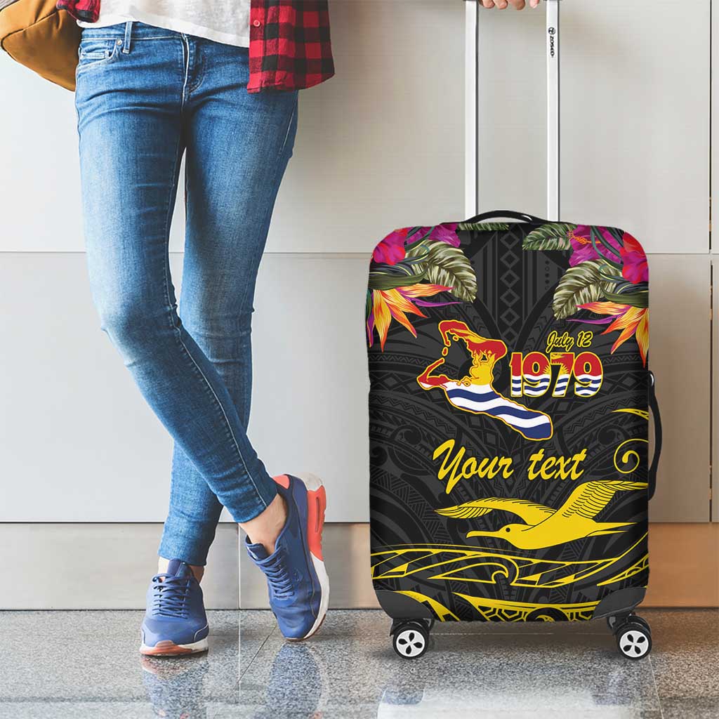 Kiribati Independence Day Personalised Luggage Cover Gold Frigatebird with Polynesian Pattern LT9 - Polynesian Pride