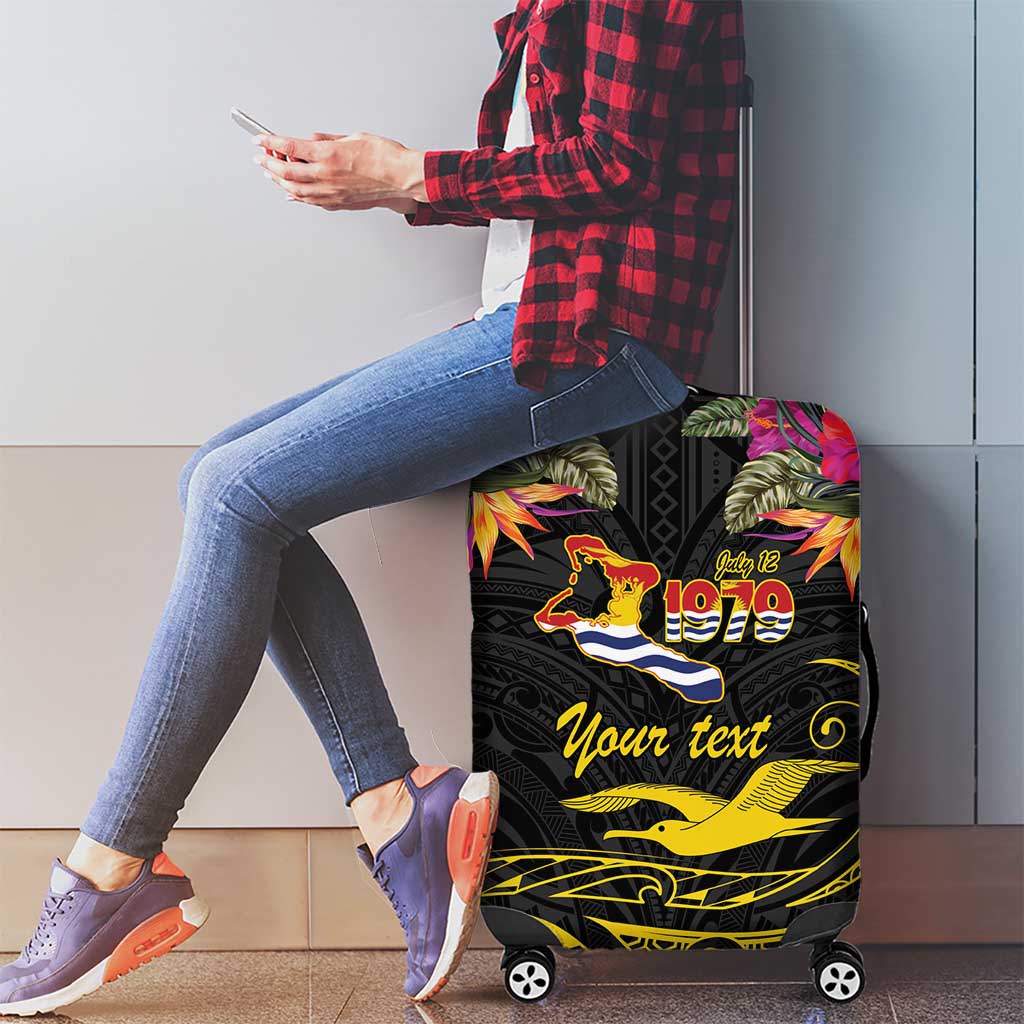 Kiribati Independence Day Personalised Luggage Cover Gold Frigatebird with Polynesian Pattern LT9 - Polynesian Pride