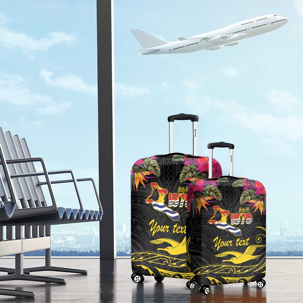 Kiribati Independence Day Personalised Luggage Cover Gold Frigatebird with Polynesian Pattern LT9 - Polynesian Pride