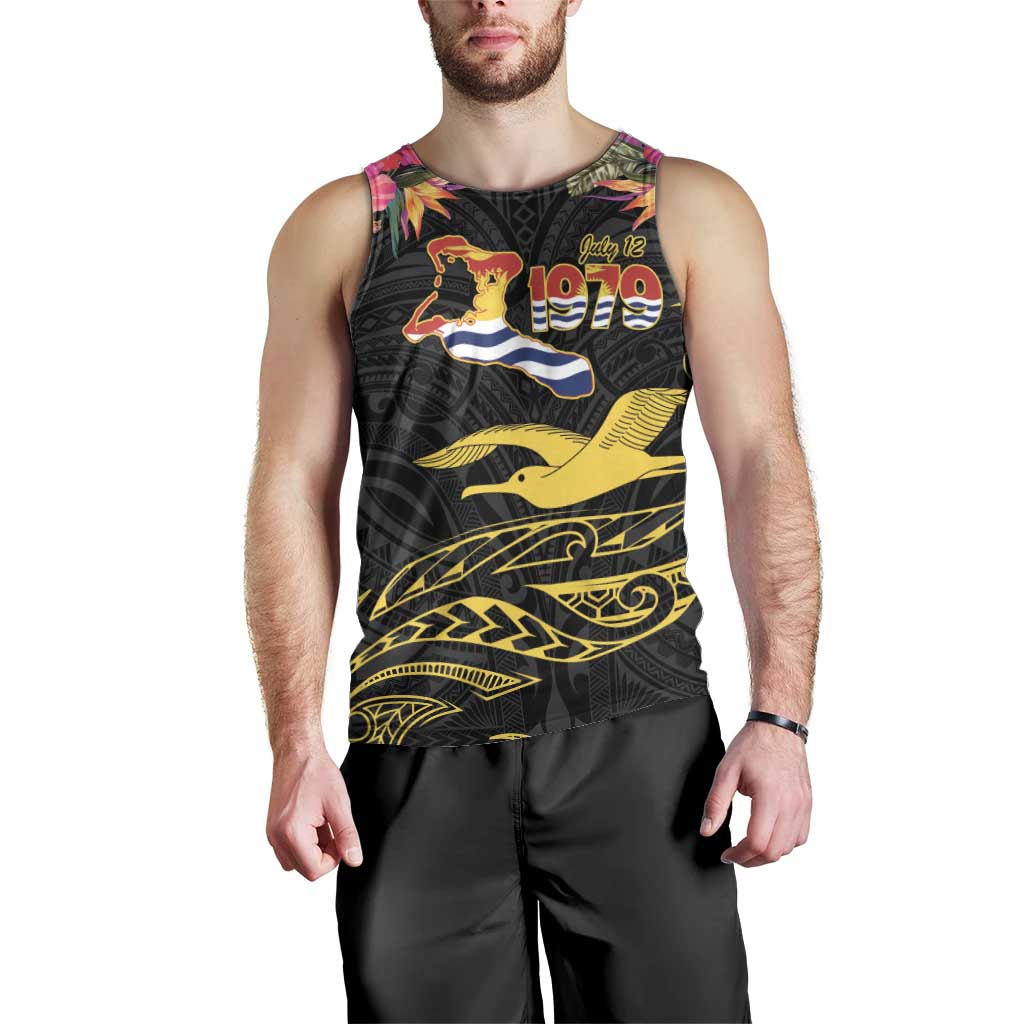 Kiribati Independence Day Personalised Men Tank Top Gold Frigatebird with Polynesian Pattern LT9 - Polynesian Pride