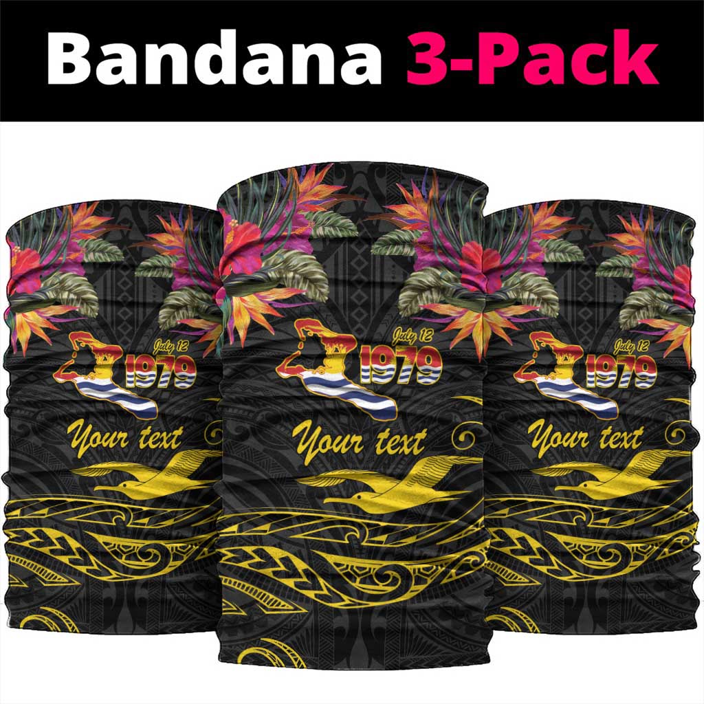 Kiribati Independence Day Personalised Neck Gaiter Gold Frigatebird with Polynesian Pattern LT9 package One Size: 25*50cm Black - Polynesian Pride