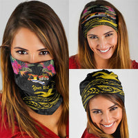 Kiribati Independence Day Personalised Neck Gaiter Gold Frigatebird with Polynesian Pattern LT9 - Polynesian Pride