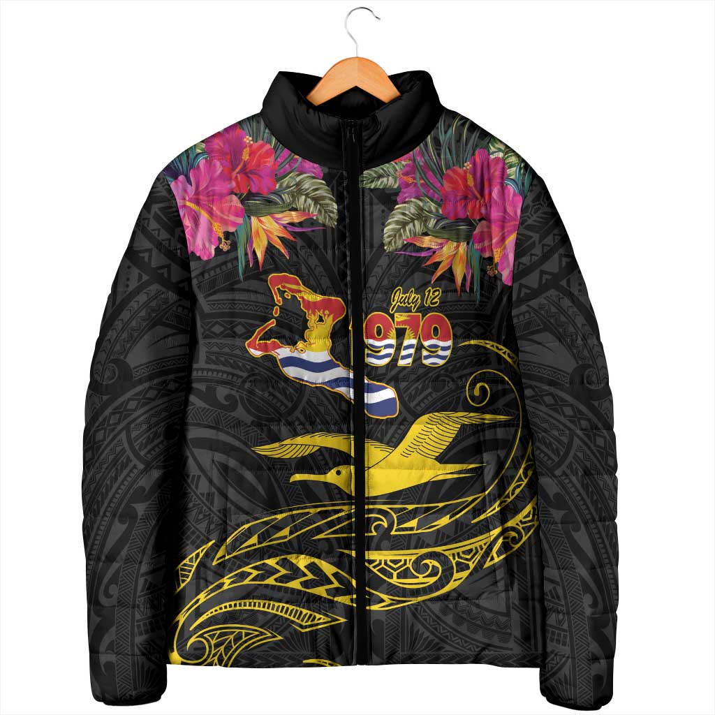 Kiribati Independence Day Personalised Padded Jacket Gold Frigatebird with Polynesian Pattern LT9 - Polynesian Pride