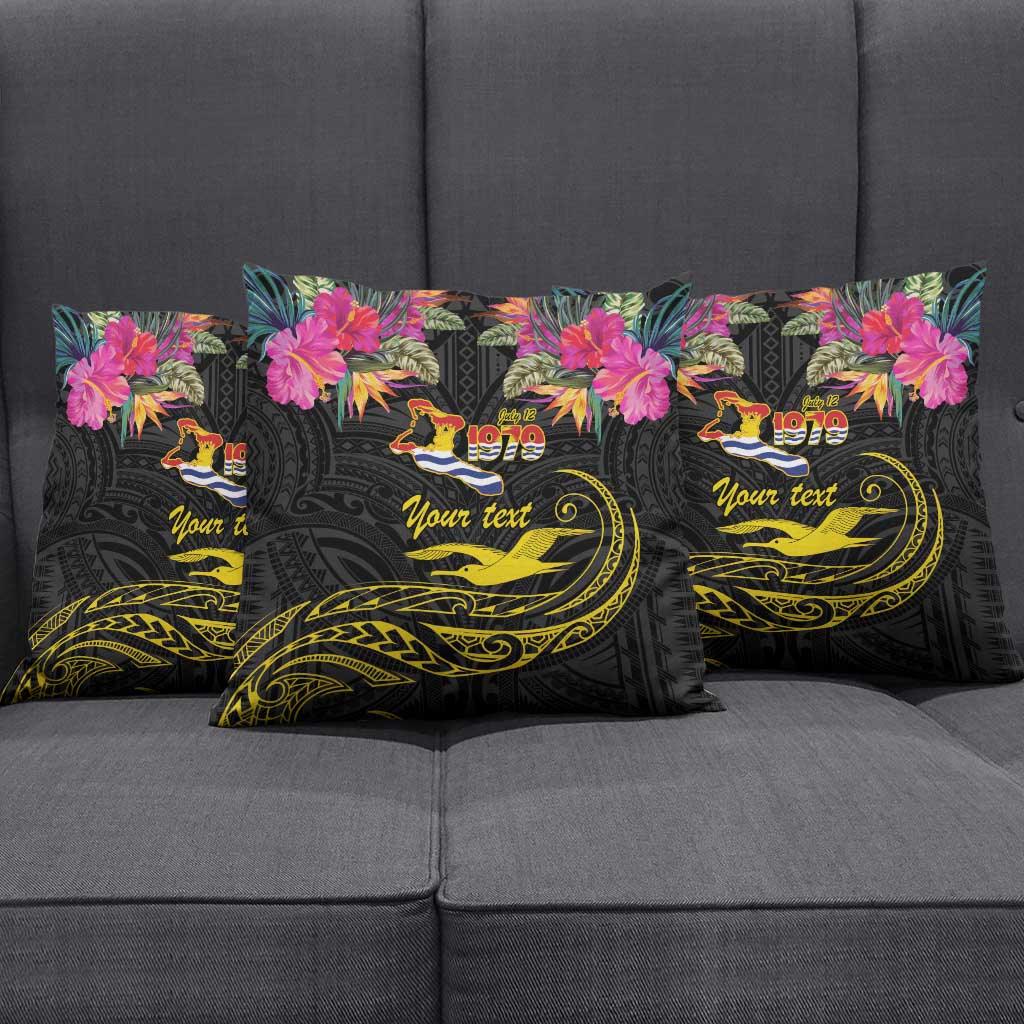 Kiribati Independence Day Personalised Pillow Cover Gold Frigatebird with Polynesian Pattern LT9 - Polynesian Pride