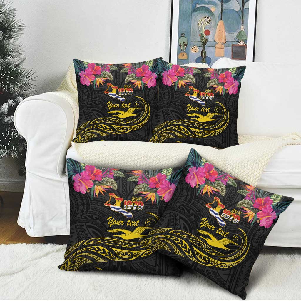 Kiribati Independence Day Personalised Pillow Cover Gold Frigatebird with Polynesian Pattern LT9 - Polynesian Pride