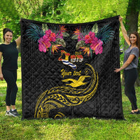 Kiribati Independence Day Personalised Quilt Gold Frigatebird with Polynesian Pattern LT9 - Polynesian Pride
