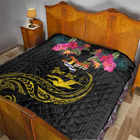 Kiribati Independence Day Personalised Quilt Gold Frigatebird with Polynesian Pattern LT9 - Polynesian Pride