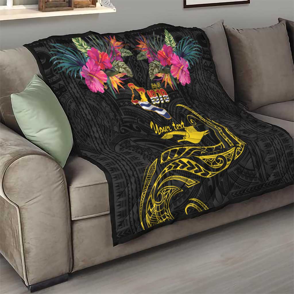 Kiribati Independence Day Personalised Quilt Gold Frigatebird with Polynesian Pattern LT9 - Polynesian Pride