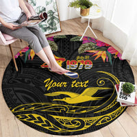 Kiribati Independence Day Personalised Round Carpet Gold Frigatebird with Polynesian Pattern LT9 - Polynesian Pride