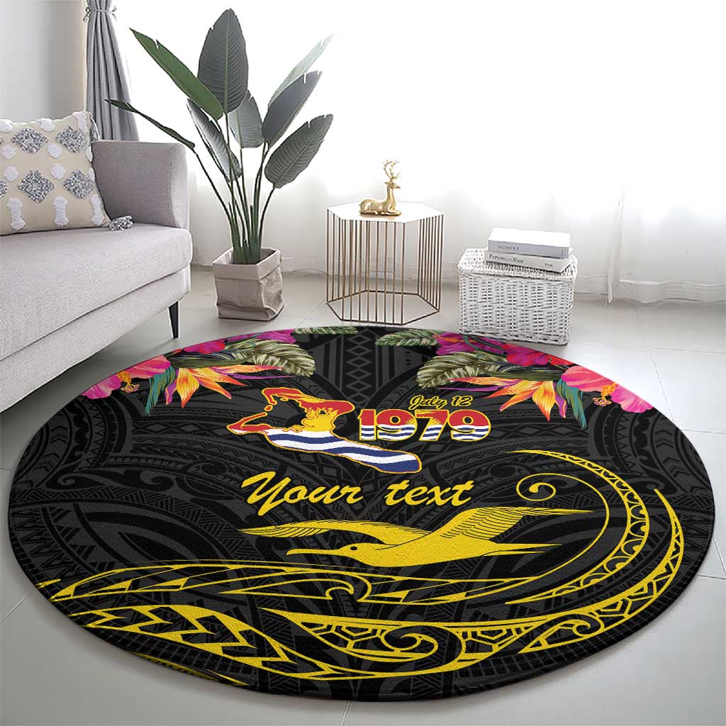 Kiribati Independence Day Personalised Round Carpet Gold Frigatebird with Polynesian Pattern LT9 - Polynesian Pride