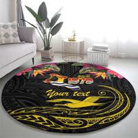 Kiribati Independence Day Personalised Round Carpet Gold Frigatebird with Polynesian Pattern LT9 - Polynesian Pride