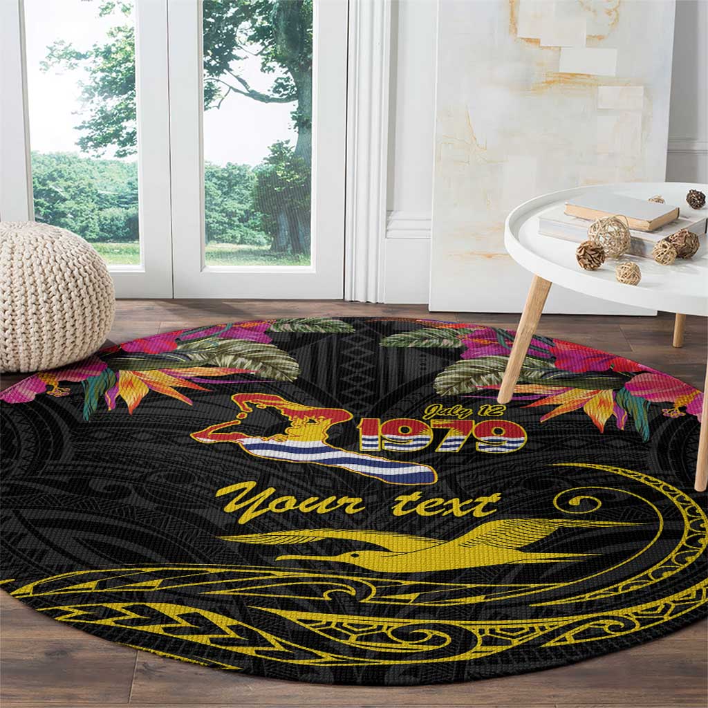 Kiribati Independence Day Personalised Round Carpet Gold Frigatebird with Polynesian Pattern LT9 - Polynesian Pride