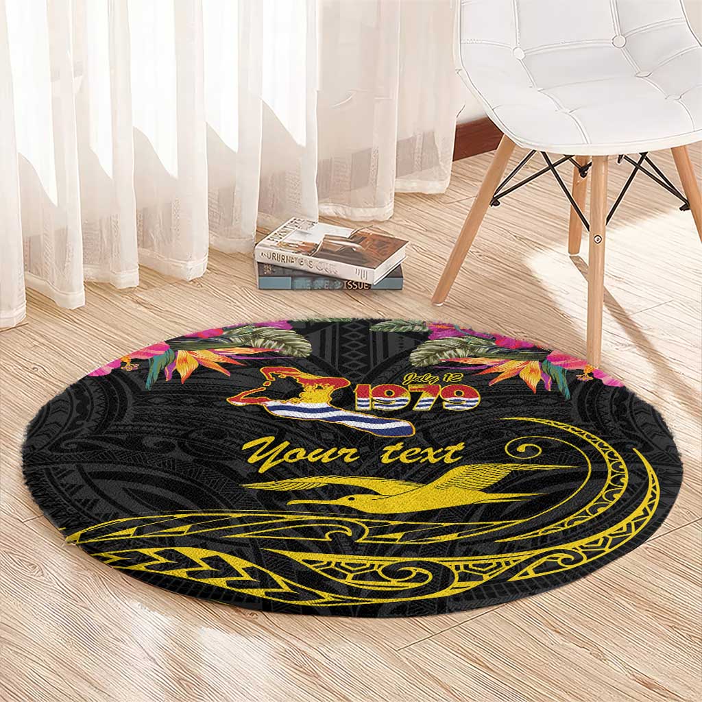 Kiribati Independence Day Personalised Round Carpet Gold Frigatebird with Polynesian Pattern LT9 - Polynesian Pride