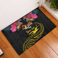 Kiribati Independence Day Personalised Rubber Doormat Gold Frigatebird with Polynesian Pattern LT9 - Polynesian Pride