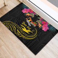 Kiribati Independence Day Personalised Rubber Doormat Gold Frigatebird with Polynesian Pattern LT9 - Polynesian Pride