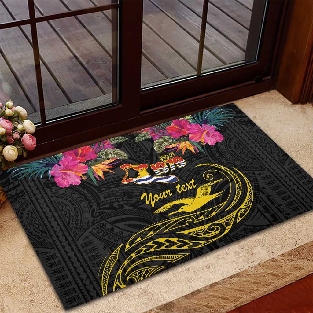 Kiribati Independence Day Personalised Rubber Doormat Gold Frigatebird with Polynesian Pattern LT9 - Polynesian Pride
