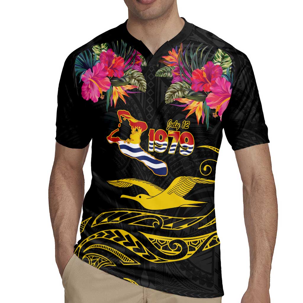 Kiribati Independence Day Personalised Rugby Jersey Gold Frigatebird with Polynesian Pattern LT9 - Polynesian Pride