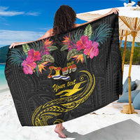Kiribati Independence Day Personalised Sarong Gold Frigatebird with Polynesian Pattern LT9 One Size 44 x 66 inches Black - Polynesian Pride