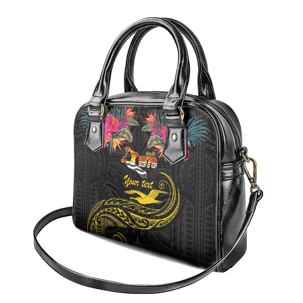Kiribati Independence Day Personalised Shoulder Handbag Gold Frigatebird with Polynesian Pattern LT9 - Polynesian Pride