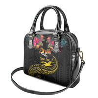 Kiribati Independence Day Personalised Shoulder Handbag Gold Frigatebird with Polynesian Pattern LT9 - Polynesian Pride