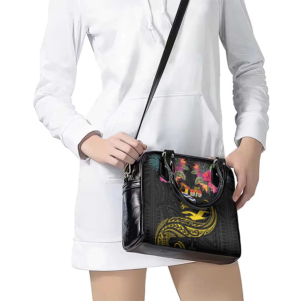 Kiribati Independence Day Personalised Shoulder Handbag Gold Frigatebird with Polynesian Pattern LT9 - Polynesian Pride