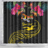 Kiribati Independence Day Personalised Shower Curtain Gold Frigatebird with Polynesian Pattern LT9 - Polynesian Pride