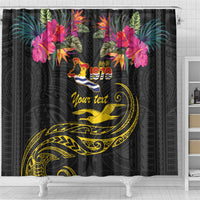 Kiribati Independence Day Personalised Shower Curtain Gold Frigatebird with Polynesian Pattern LT9 - Polynesian Pride