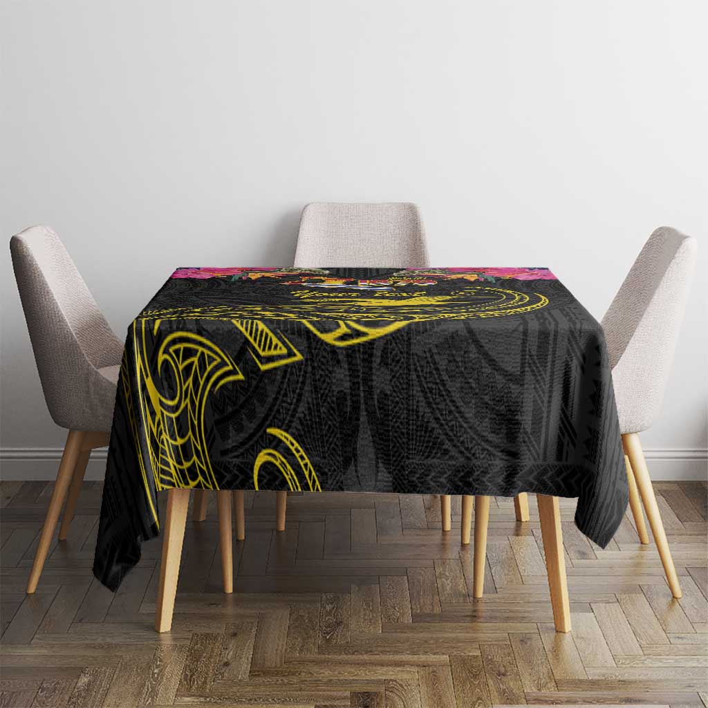 Kiribati Independence Day Personalised Tablecloth Gold Frigatebird with Polynesian Pattern LT9 - Polynesian Pride