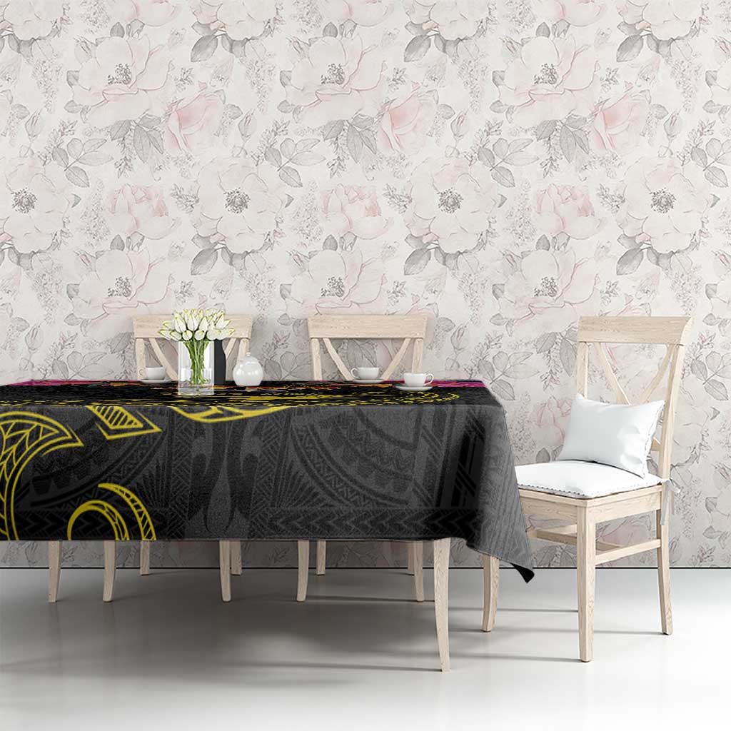 Kiribati Independence Day Personalised Tablecloth Gold Frigatebird with Polynesian Pattern LT9 - Polynesian Pride