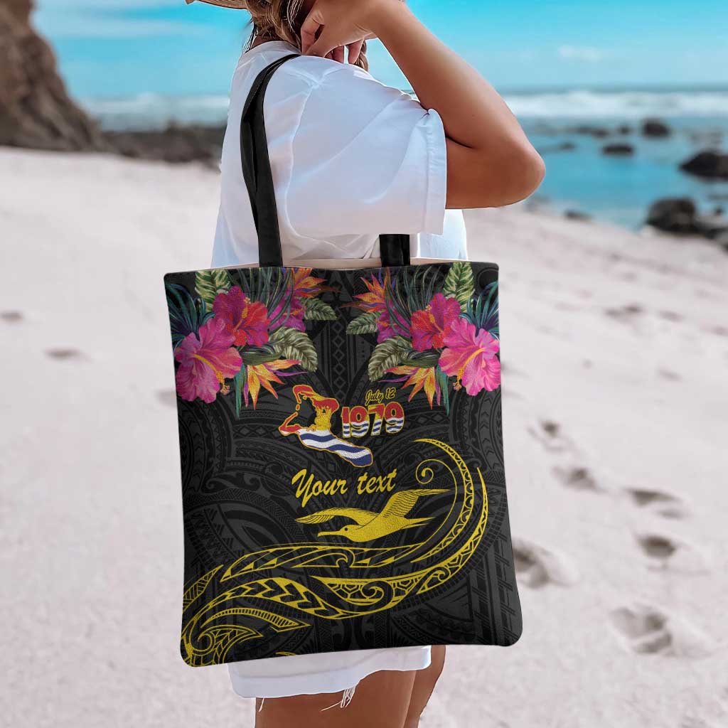Kiribati Independence Day Personalised Tote Bag Gold Frigatebird with Polynesian Pattern LT9 - Polynesian Pride