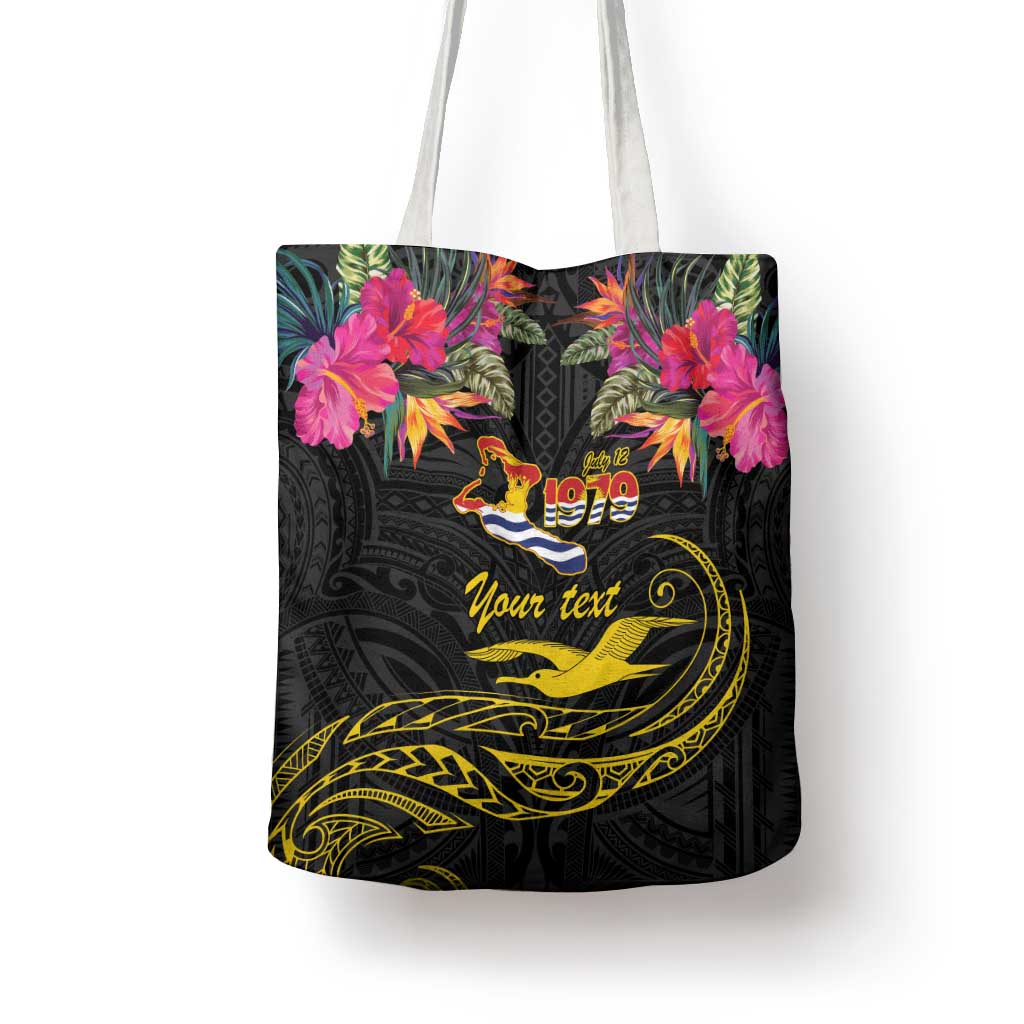 Kiribati Independence Day Personalised Tote Bag Gold Frigatebird with Polynesian Pattern LT9 - Polynesian Pride