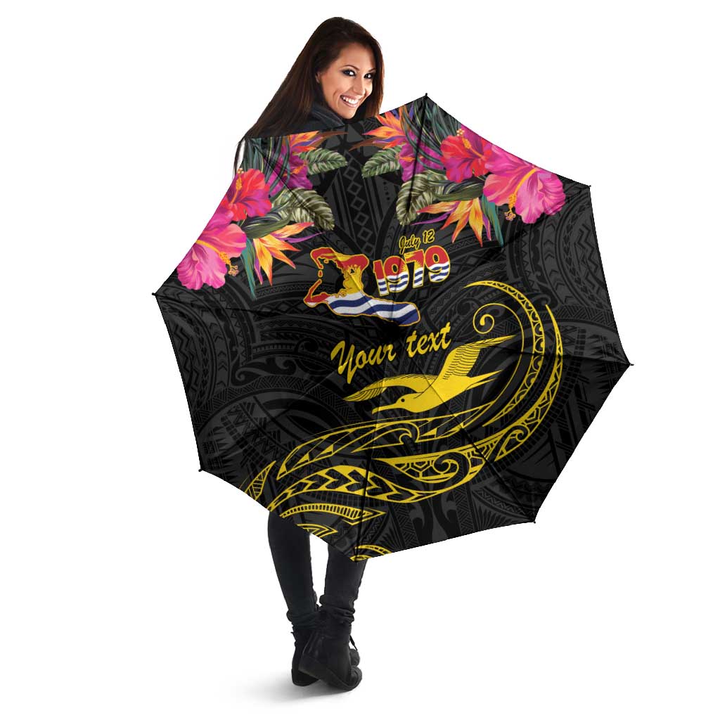 Kiribati Independence Day Personalised Umbrella Gold Frigatebird with Polynesian Pattern - Polynesian Pride