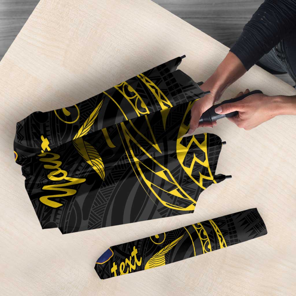 Kiribati Independence Day Personalised Umbrella Gold Frigatebird with Polynesian Pattern - Polynesian Pride