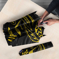 Kiribati Independence Day Personalised Umbrella Gold Frigatebird with Polynesian Pattern - Polynesian Pride