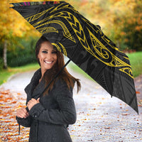 Kiribati Independence Day Personalised Umbrella Gold Frigatebird with Polynesian Pattern - Polynesian Pride