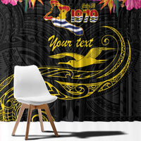 Kiribati Independence Day Personalised Window Curtain Gold Frigatebird with Polynesian Pattern LT9 - Polynesian Pride