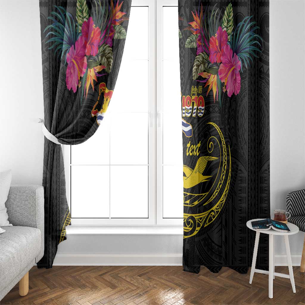 Kiribati Independence Day Personalised Window Curtain Gold Frigatebird with Polynesian Pattern LT9 - Polynesian Pride