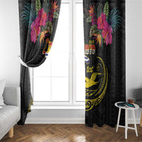 Kiribati Independence Day Personalised Window Curtain Gold Frigatebird with Polynesian Pattern LT9 - Polynesian Pride