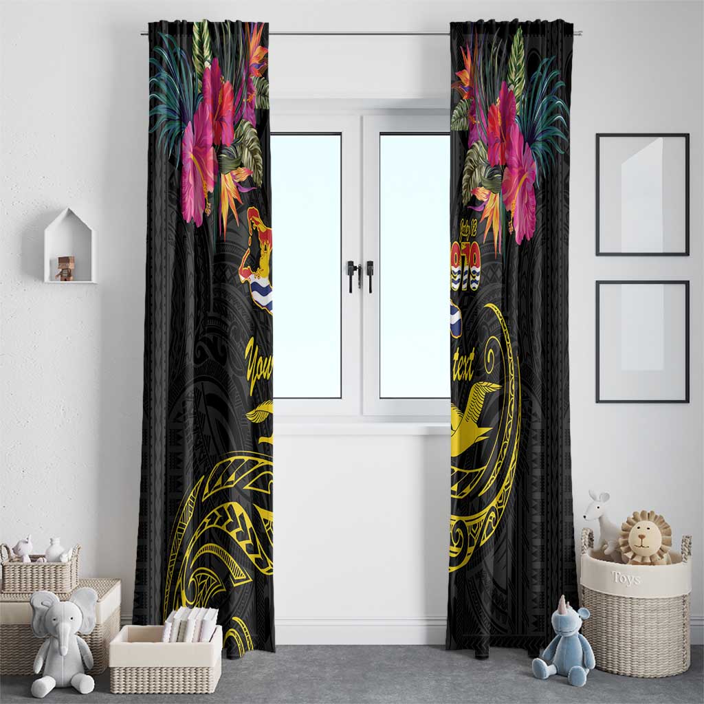 Kiribati Independence Day Personalised Window Curtain Gold Frigatebird with Polynesian Pattern LT9 - Polynesian Pride