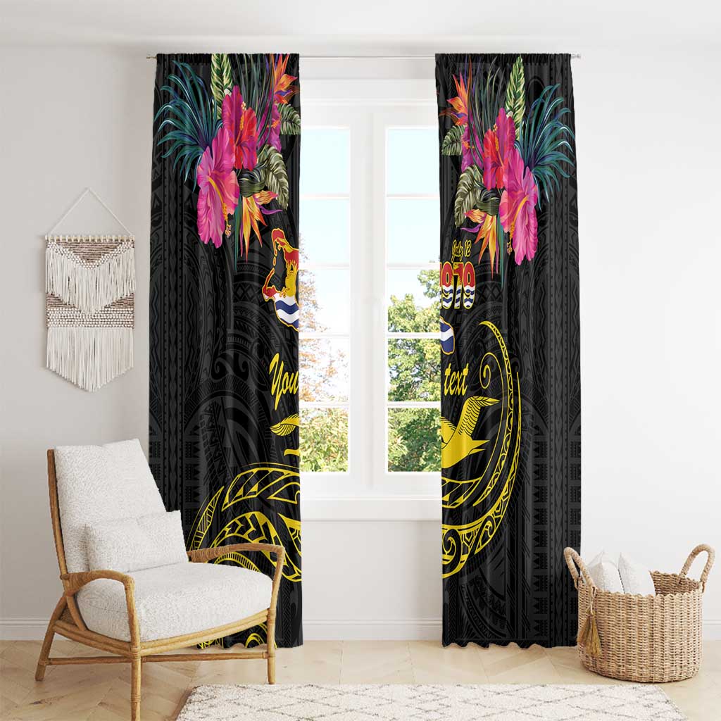 Kiribati Independence Day Personalised Window Curtain Gold Frigatebird with Polynesian Pattern LT9 - Polynesian Pride